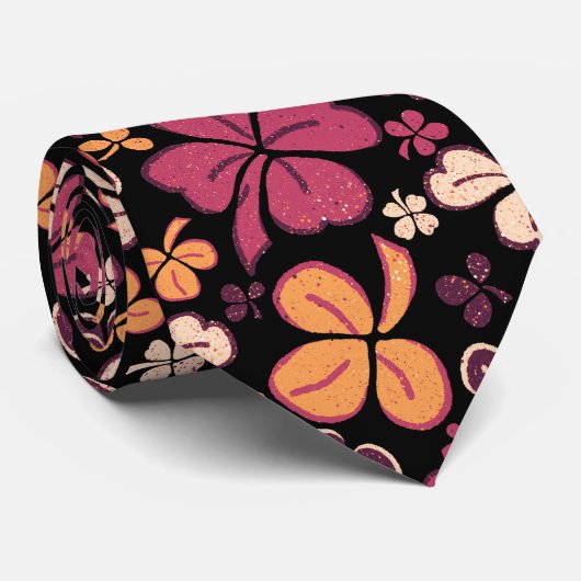 Rode zwarte Lucky Shamrocks Clover St. Patrick's D Stropdas (Opgerold)