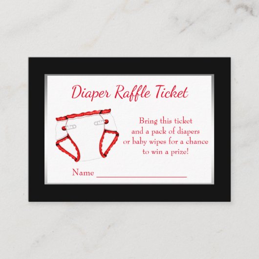 Rode zwarte luier Raffle Tickets Informatiekaartje (Voorkant)
