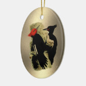 Rode Zwarte Magellanic Woodpeckers Kerstmis Keramisch Ornament (Links)