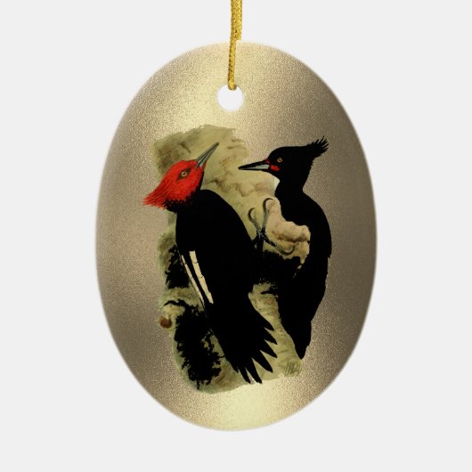 Rode Zwarte Magellanic Woodpeckers Kerstmis Keramisch Ornament (Voorkant)