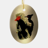 Rode Zwarte Magellanic Woodpeckers Kerstmis Keramisch Ornament (Achterkant)