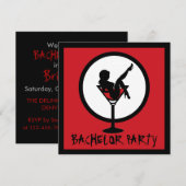Rode zwarte martini meisje vrijgezellenfeest uitno kaart (Voorkant / Achterkant)