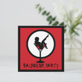 Rode zwarte martini meisje vrijgezellenfeest uitno kaart (Staand voorkant)