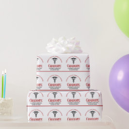 Rode Zwarte Medische School Aangepast Afstuderen Cadeaupapier