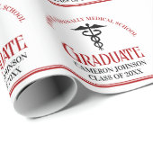 Rode Zwarte Medische School Aangepast Afstuderen Cadeaupapier (Rol Hoek)