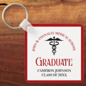 Rode Zwarte Medische School Afstuderen Keepsake Sleutelhanger (Voorkant)