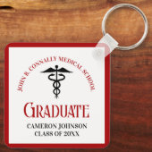 Rode Zwarte Medische School Afstuderen Keepsake Sleutelhanger (Achterkant)