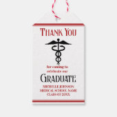 Rode Zwarte Medische School Custom Graduation Part Cadeaulabel (Voorkant)