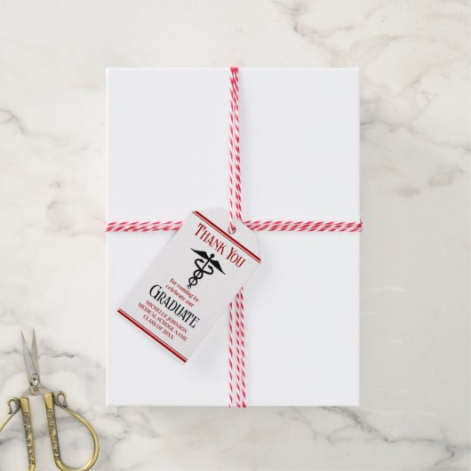 Rode Zwarte Medische School Custom Graduation Part Cadeaulabel (Met Touw)