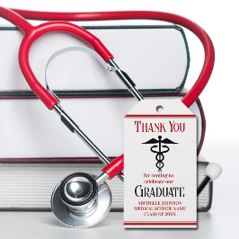 Rode Zwarte Medische School Custom Graduation Part Cadeaulabel