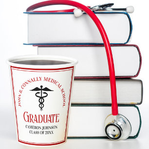 Rode Zwarte Medische School Custom Graduation Part Papieren Bekers