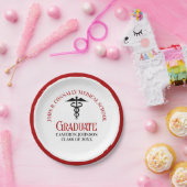 Rode Zwarte Medische School Custom Graduation Part Papieren Bordje (Feest)