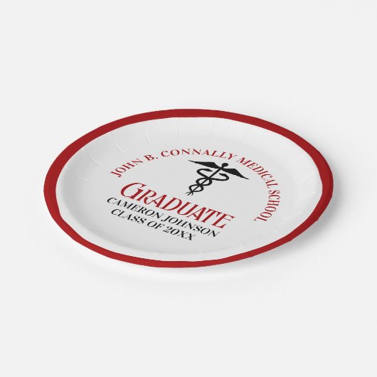 Rode Zwarte Medische School Custom Graduation Part Papieren Bordje (Gekanteld)