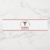 Rode Zwarte Medische School Custom Graduation Part Waterfles Etiket (Enkel label)