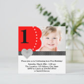 Rode Zwarte Meisjes Foto 1e Verjaardagsfeest Kaart (Staand voorkant)