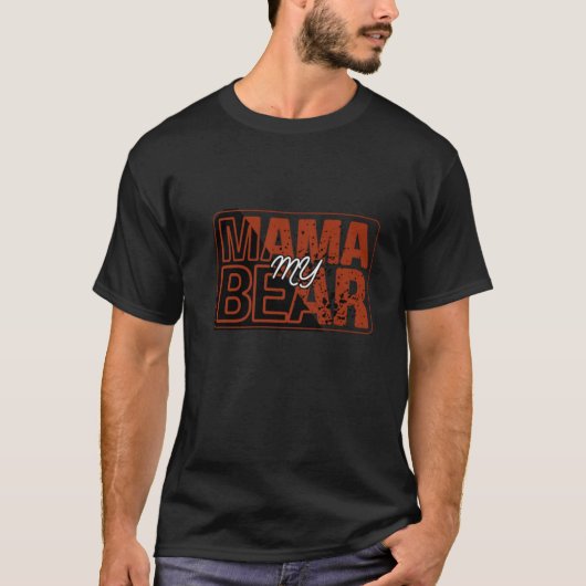 Rode Zwarte Mijn Mama Beer Ontwerp T-shirt (Voorkant)