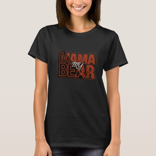 Rode Zwarte Mijn Mama Beer Ontwerp T-shirt (Voorkant)