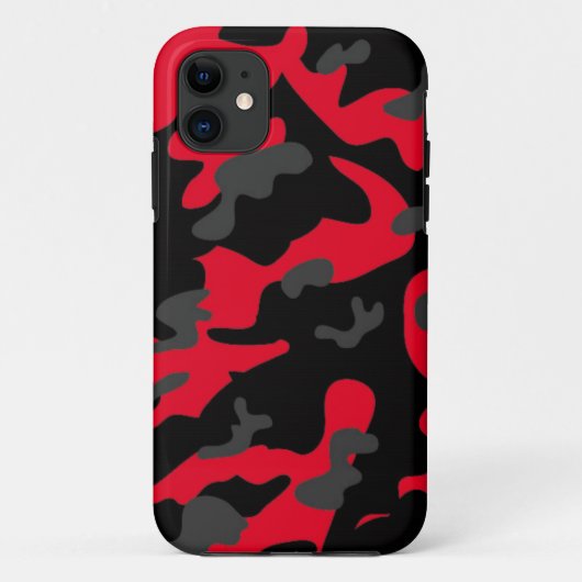 Rode zwarte militaire camouflage textuur Case-Mate iPhone case (Achterkant)