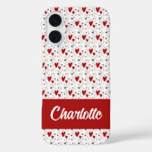 Rode Zwarte Moderne Harten Retro Monogram Naam Case-Mate iPhone Case (Achterkant)