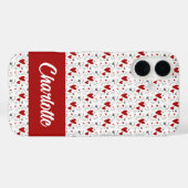 Rode Zwarte Moderne Harten Retro Monogram Naam Case-Mate iPhone Case (Achterkant (horizontaal))