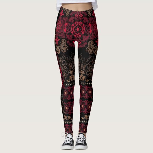rode & zwarte mooie leggingen leggings (Voorkant)