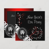 Rode zwarte oudejaarsavond uitnodigingen (Voorkant / Achterkant)