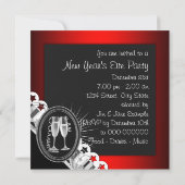 Rode zwarte oudejaarsavond uitnodigingen (Achterkant)