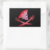 RODE ZWARTE PIRATE BANNER MET SCHOOLZWEEFSELS, GEK RECHTHOEKIGE STICKER (Tas)