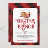Rode Zwarte Plaid Pannenkoek Hot Cocoa Kerstbrunch Kaart (Voorkant / Achterkant)