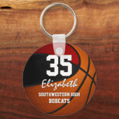 Rode zwarte ploeg, jongens basketbal sleutelhanger (Voorkant)