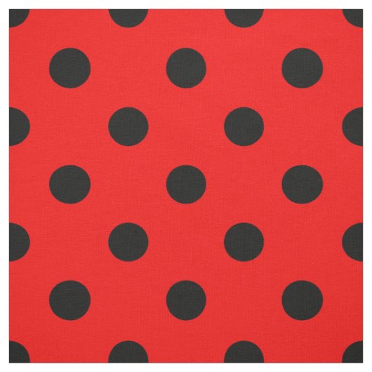 Rode Zwarte Polka Dots Textiel Stof (Swatch)