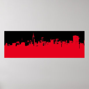 Rode zwarte Pop Art New York City Skyline Poster