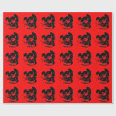 Rode Zwarte Pop Art Schedel Cadeaupapier (Vlak)