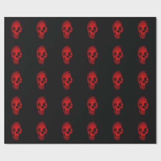 Rode Zwarte Pop Art Skull Wrapping Paper Cadeaupapier (Vlak)