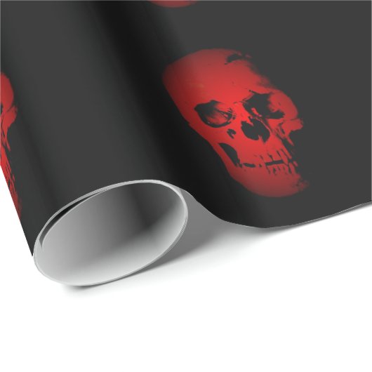 Rode Zwarte Pop Art Skull Wrapping Paper Cadeaupapier (Rol Hoek)