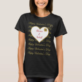 Rode Zwarte Romance Hart Schattigee Moderne Valent T-shirt (Voorkant)