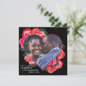 Rode, zwarte Romantische Rozen Foto Valentijnsdag Kaart (Staand voorkant)
