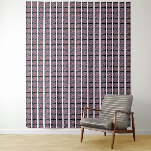 RODE, ZWARTE, ROOS, KUSTMODERNE TAPESTRY WANDKLEED (In situ)