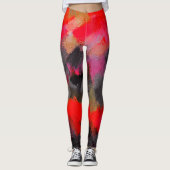 Rode zwarte roze schilderplaat leggings (Voorkant)