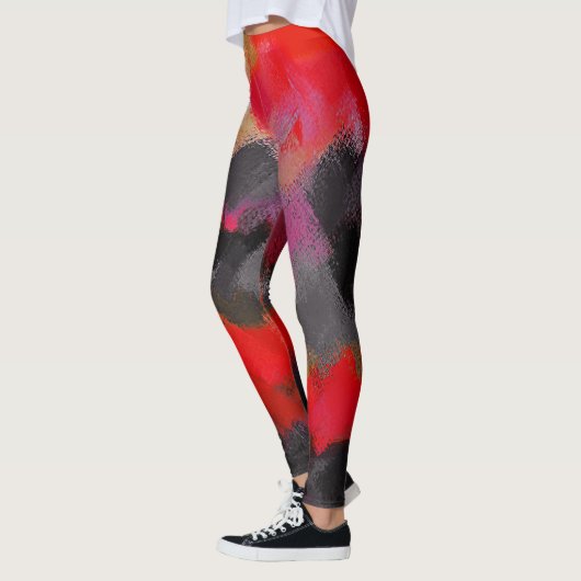 Rode zwarte roze schilderplaat leggings (Links)