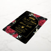 Rode Zwarte Rozen Bloemrijk Zoet 16 16e Verjaardag Folie Uitnodiging (Gedraaid)