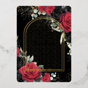 Rode Zwarte Rozen Bloemstuk Quinceañera Sweet 16 B Folie Uitnodiging