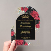 Rode zwarte Rozen Floral Quinceanera Sweet 16 Arch