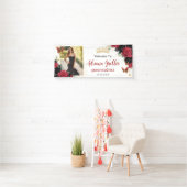 Rode zwarte Rozen Floral Quinceañera Sweet 16 Foto Spandoek (Insitu)