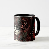 Rode zwarte Rozen Sugar Skull Girl gepersonaliseer Mok (Voorkant rechts)