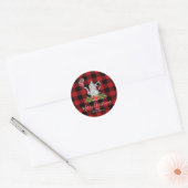 Rode zwarte rustieke Buffalo Gingham geruite vakan Ronde Sticker (Envelop)