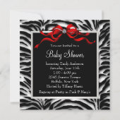 Rode Zwarte Schoenen Rode Zebra Baby Meisje Douche Kaart (Achterkant)