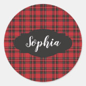 Rode & Zwarte Schotse Plaid Personalized Stickers (Voorkant)