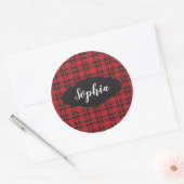 Rode & Zwarte Schotse Plaid Personalized Stickers (Envelop)