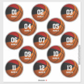 rode zwarte set van 13 kinder basketbalteamcadeaus sticker (Vel)
